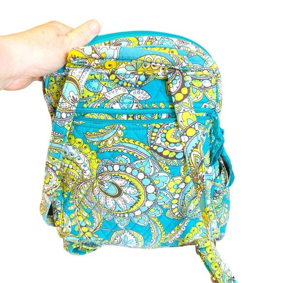 Vera Bradley Retired Peacock Green Small Quilted Backpack Vintage Paisley Purse - Picture 10 of 15